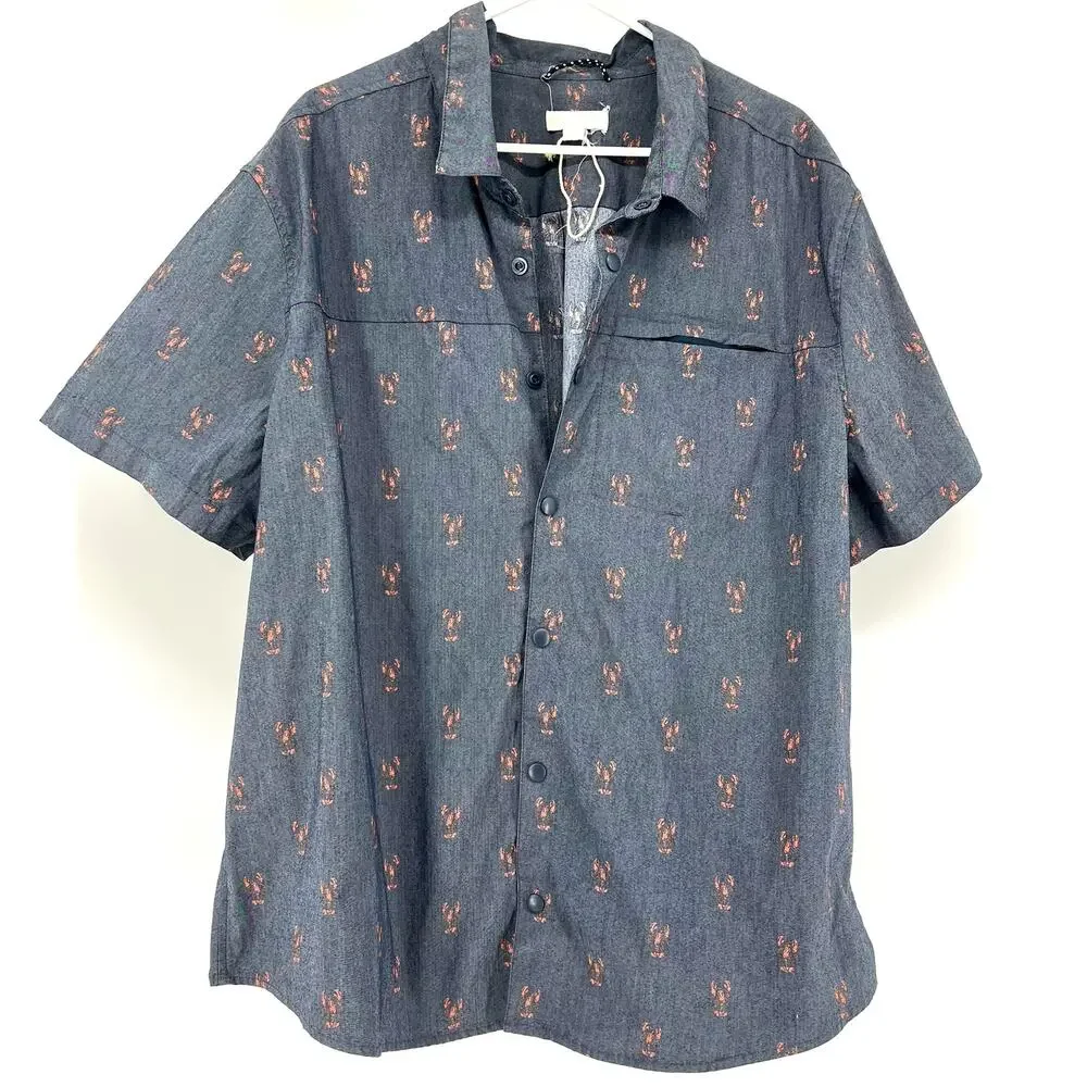 Ecothreads new gray mens' shirt with lobster motif (XXL) - Picture 2 of 5
